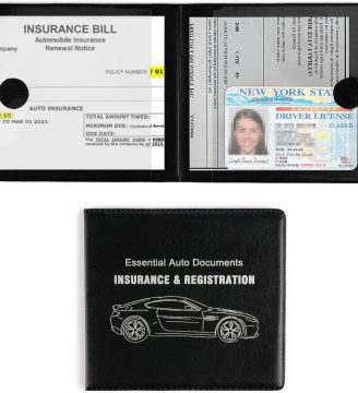 UYYE Car Registration and Insurance Card Holder, Vehicle Glove Box Car Organizer, Interior Car Accessories for Documents, Cards, License - 2 Pack
